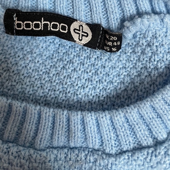 Boohoo Plus Size 16 Light Blue Ribbed Side Split Tunic Sweater - Picture 3 of 7